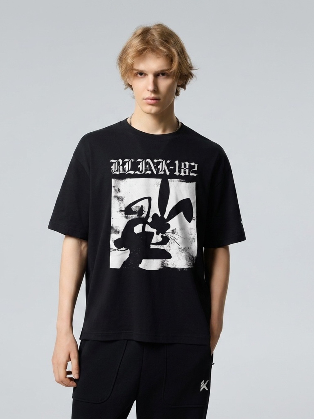 Tultex Black Short-Sleeve Tee with White Graphic